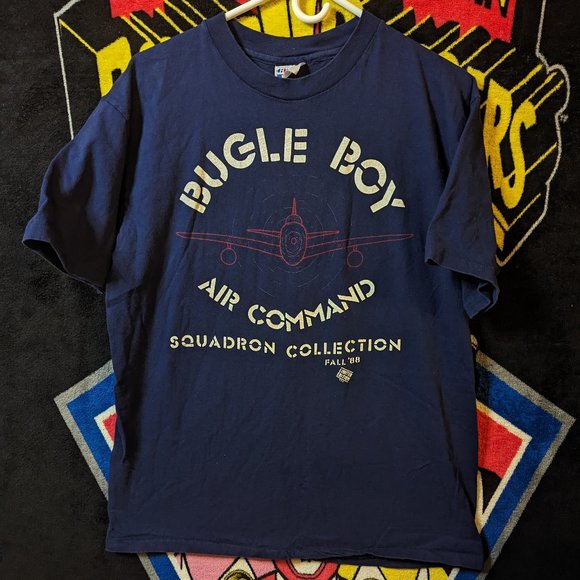 Vintage 1988 Bugle Boy Air Command Navy Blue T-Shirt size XL - Picture 1 of 4